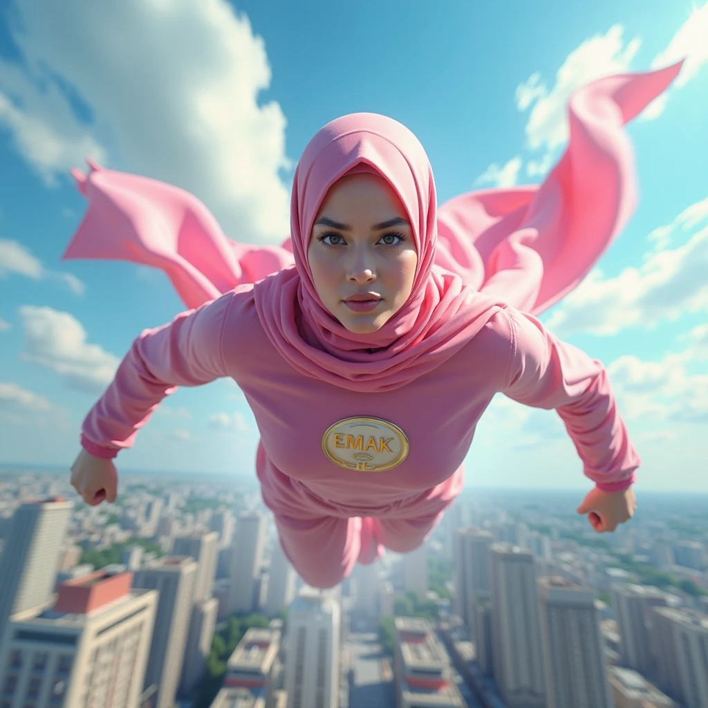 Malaysia women a realistic masterpiece. Human .wear pink watch.. 1girl wearing a hijab, detailed beautiful face, Hijab Muslim. Wear long sleeve moder design mixed sew pink white spandex. . anger face, minimalist flower on shirt. . anger face. Open mouth. Glowing power pink. Fly high near aeroplane. Wear pink white.small Safety Pink yellow glasses google spectacle top of the headband rubber. Age 20 year old. Flying position. Fast fly. Panning effect Photography . Flying high hand under aeroplane have a super strong power.. punch . Fight pose. Bokeh background. fist front.. At the city. Bad waether. , detailed lips, long eyelashes. Hero, modest expression, delicate facial features, natural skin tones, , detailed folds and textures of hijab, natural lighting, high quality, photorealistic, 8k, best quality. Malaysia girl. Floating newspaper. ). . . Braces teeth. Boleh background. Panning effect. Fast flying. Beside aeroplane.