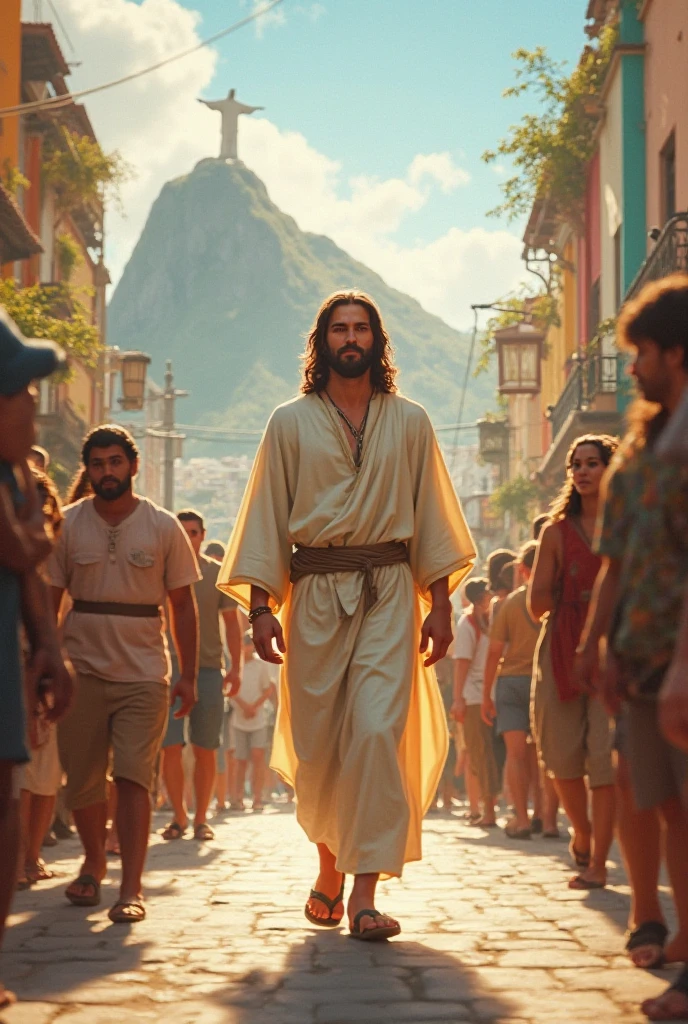 Jesus Christ of Flamengo in flip-flops and shorts