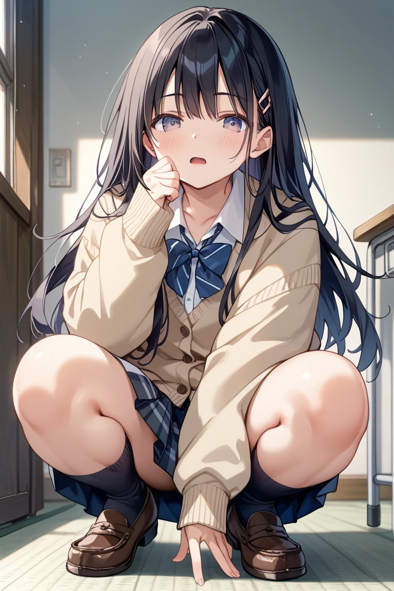 High school girls Black Hair blush Sweaty uniform
orgasm Drooling barefoot