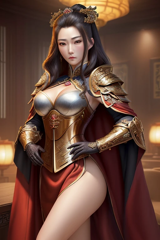 bellyband。Cover。big breasts。Breasts larger than torso。smooth and delicate woman。Sexy hot woman。prostitute。Hairpin。Taoist robe。full-body shot,High heel。Cultivation clothing。exposed。Antique Chinese costumes。vintage sexy clothing。Fengguanxiapei。Bundled hair with a golden crown。camel toe。