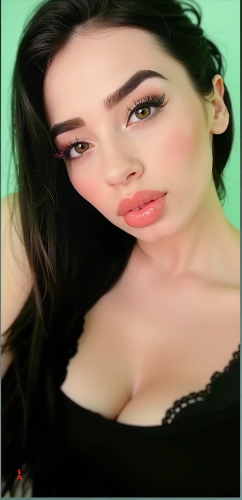 (best quality, absurd res, masterpiece:1), 1girl, woman, (soogsx:1), realistic, (nsfw:1), (medium breasts:1), (huge nipples:1), (highly detailed face and eyes:1.2), face focus, (detailed skin:1), (looking at viewer:1.2), (soft long hair:1.3), lips, pink lipstick, green hair, bangs, (shopping mall:1.3) environment with colorful lighting, slightly shiny skin, insanely detailed eyes, reflective eyes, closed lips, big lips, blue mood, high detail, detailed background, high contrast, 8k