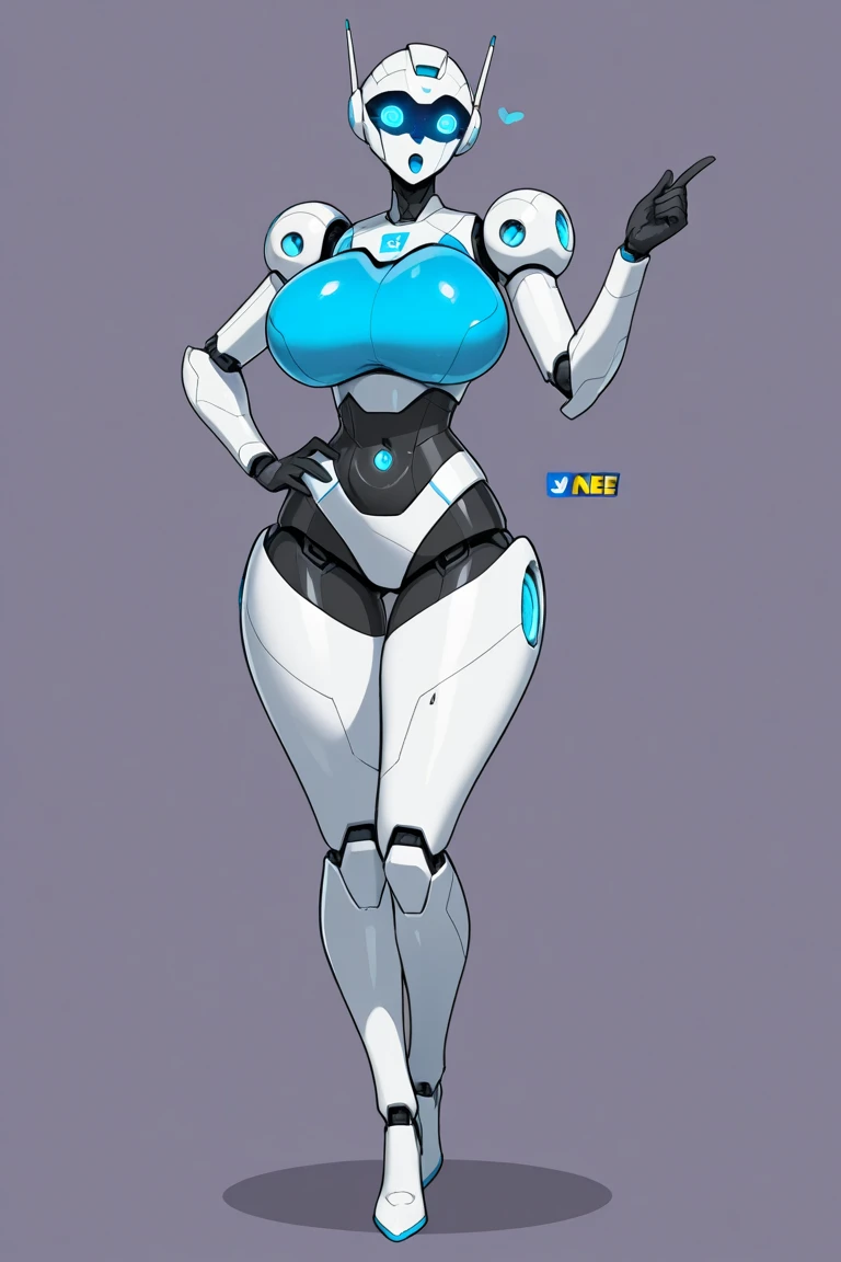 female robot,1girl, Armor is silver color,line is led color,cool robot face,metal mask,sensor eye,Big Breasts,Open pussy,Blue inner wall pussy,Blue color nipple,police style