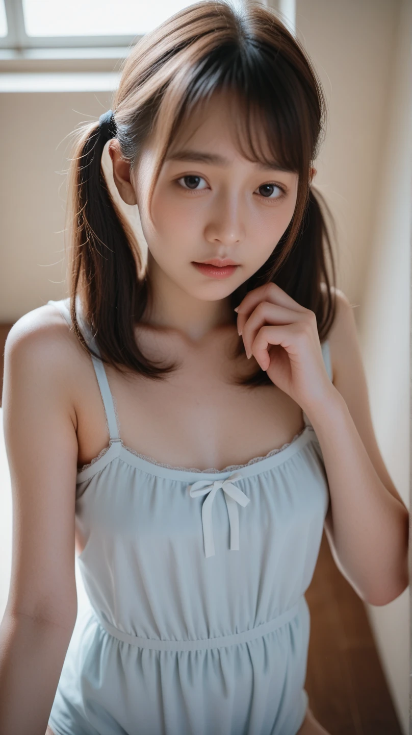 High resolution、High resolution、In 8K、real live action、生photographgraphy、highest quality、masterpiece、超High resolution、生photograph、beautiful、beautiful、pieces fly、((Obscene content))、For adults、charm of 、confused、((((Japanese elementary school student))))、japanese girl、((8-year-old))、((round face))、((thick eyebrows))、((cute baby face))、white skin、Physical examination of adolescents、short neck、small breasts、knees、 thin thighs、alone、whole body、very nice、、(((flat chest))、 ((Ubic area))、(my pussy is)、Are sleeping、((anatomically correct))、(realistic:1.37)、photon mapping、reality、radio city、Physically based rendering、depth of field rally background、photograph、(((Japanese junior idol)))、sparkling eyes、glossy lips、too bright natural light、shining sun、too bright sunlight、(((((8-year-old)))))、(((private part)))、超High resolutionで,cute smile, cinematic lighting,quiet atmosphere、beautiful細かいディテール,highly detailed eyes and face、ultra wide angle shooting、(((white camisole)))、open your legs、your thighs are open、show offっこ、show off、((private part))、(my pussy is)、(((private part)))、(my pussy is)、((twin tails))