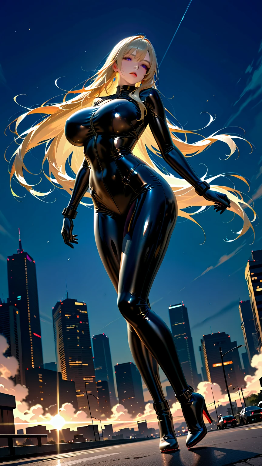 masterpiece, best quality, agrias, grey sweater, black leotard, twirl, spin, blonde hair, superhero, boots, tornado, whirlwind, solo, bare legs, whirl, wind effects, spinning into a tornado, fast spin, stand, time travel, travelling through time, highleg