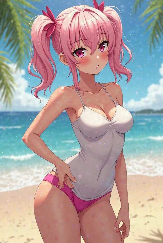 An anime girl in a bikini showing her ass