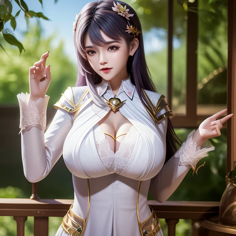 An Idol k-pop girl, cute girl, sexy girl, white braid hair, intricate face details, detailed face, golden ratio face, big breast, big butt, big hip, big thighs, full body, 64K, UHD, HDR, high quality, high detailed, hyper detailed, extremely detailed, photo realistic, ultra realistic, art photo, clarify the details, detailed parts body, intricate artwork masterpiece, trending on artstation, light smile