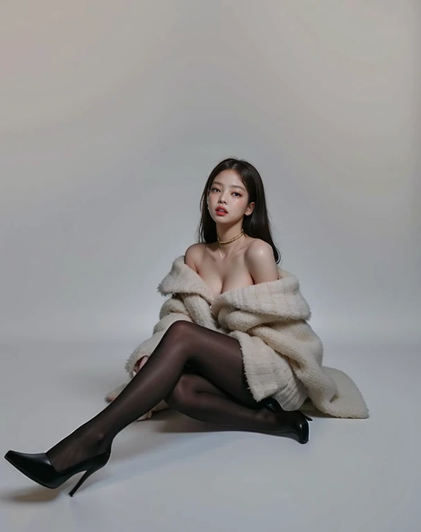((tmasterpiece)), Best quality at best, Extremely detailed face, 超高分辨率, (realisticlying:1.4), Amazing Cleavage, finely detailled, The file size is huge, Correct exposure, 1个Giant Breast Girl, slim toned body, height 162cm, (Complicated details), Alone, looking at viewert, perfect litthing, actual, cparted lips, Be red in the face, Glossy glossy skin, White skin of the,Extremely detailed face, 美丽细致的眼睛, (Detail Skins:1.2), cosmetics, depth of fields, ((校服, coat large,blackstockings,leather shoes,)),full bodyesbian, Permanent,