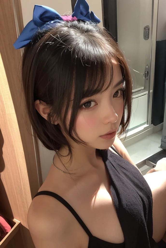 one girl, (beautiful girl, delicate girl:1.3), (14 years old:1.3),
break, (Light Blue Bra:1.3),
break, very fine resolution, (symmetrical eyes:1.3),
break, (Bedroom:1.3), perfectly trimmed fingers,
break, small breasts, brown eyes, parted bangs, brown hair,
break, (Eye and face details:1.0),
break, (masterpiece, highest quality, super detailed, detailed face, 8K)