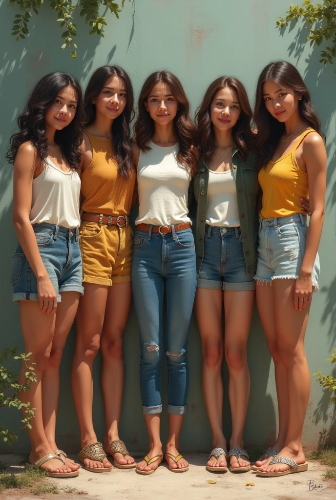The third style: denim shorts
Whatever the era, denim shorts were one of the cutest and most versatile items in summer.
If you want a cooler and sexier denim shorts that combine knowledge, pop culture and style, pair them with a white or purple top and exaggerated earrings. Please take full-body photos, look at the camera, 8K HD with DSLR, high resolution, realistic feel and shallow depth of field (0.8).