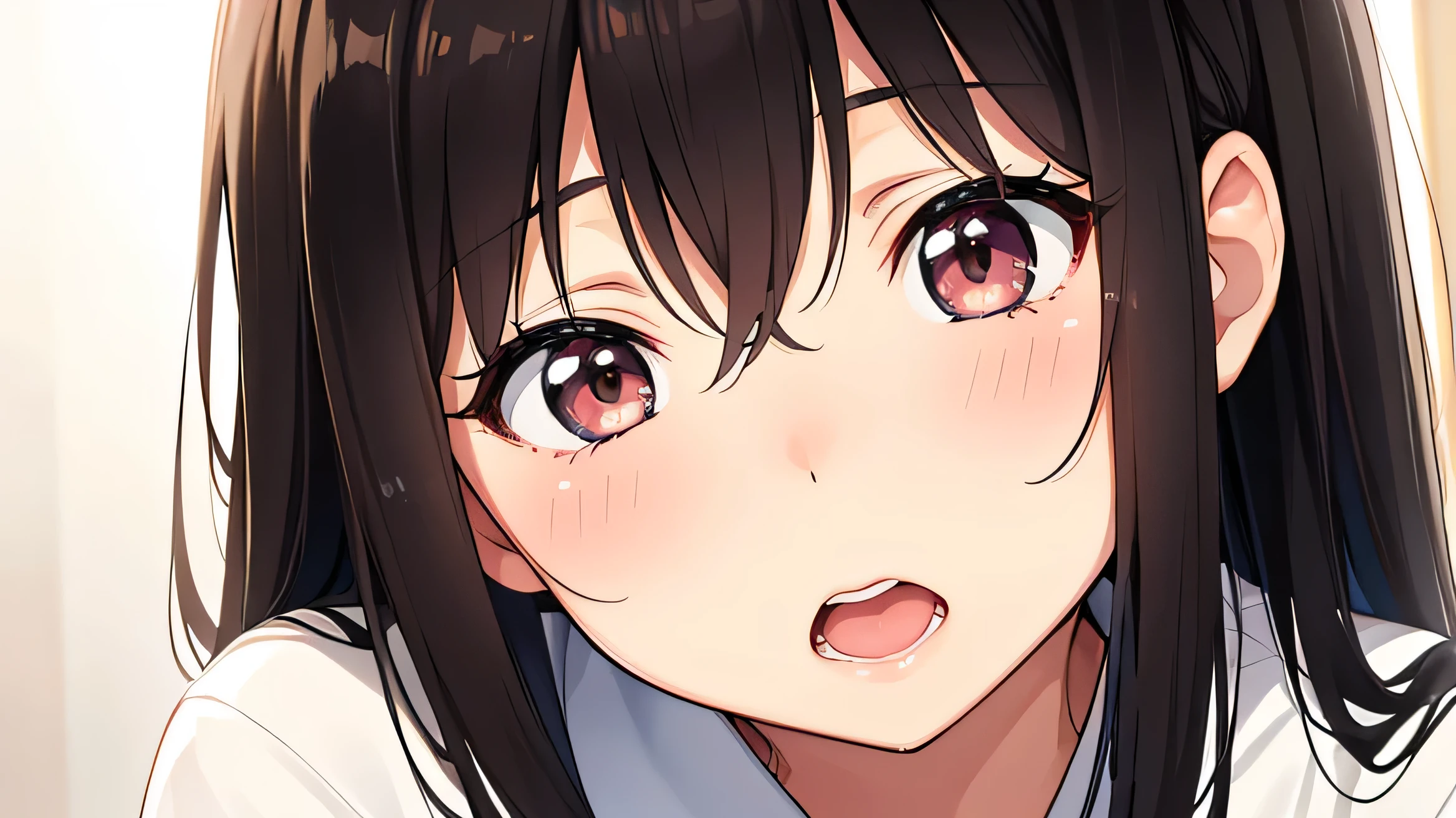((masterpiece,best quality)),high resolution, highly detailed,8k,16k,detailed background, perfect lighting,1girl, nsfw,embarrassed,blush, looking up,show off nipple,steam,sweat,confused,watery eye ,(cum in mouth,cum on hair,cum on face:1.2),(close up face,open mouth,oral:1.1),(pov:1.3),stick tongue out,(from above),(from front:1.3),kneeling,tear,long hair,perfect fingers,(slender1.2),fu tao,twin tale,(flat chest:1.2),short stature,flower shaped pupils,short stature,over size head,schoo sailor,classroom