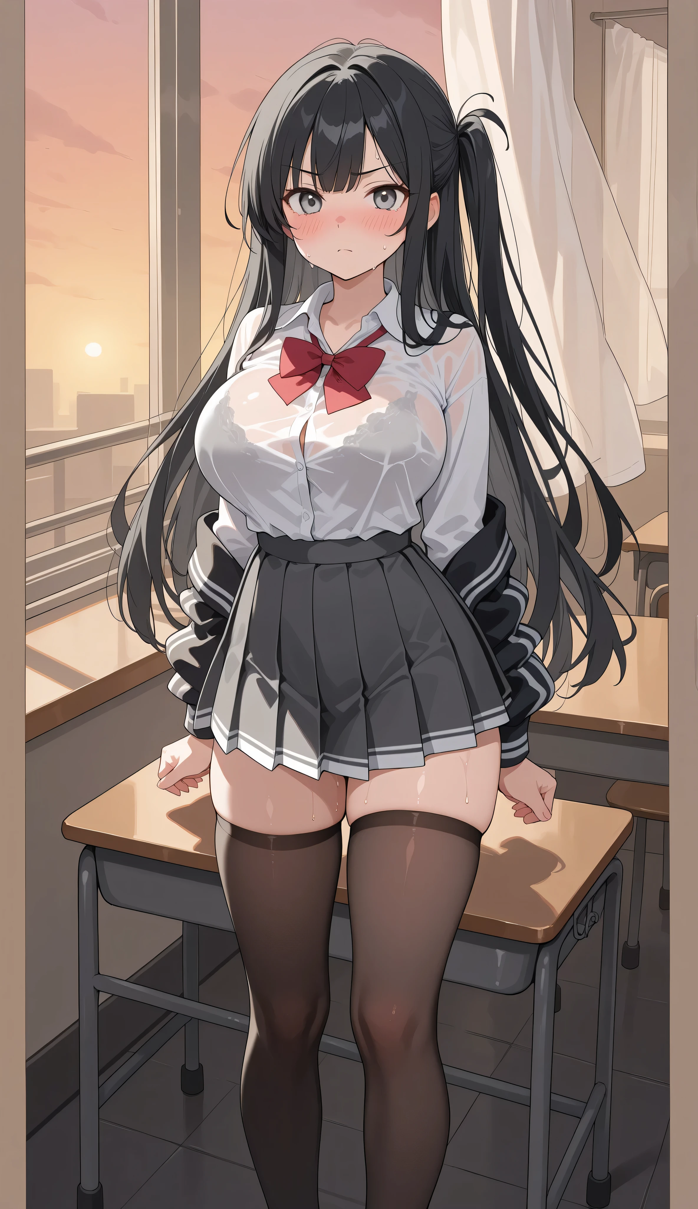 Beauty,Big Tits,mini skirt,smile,Long Black Hair,student