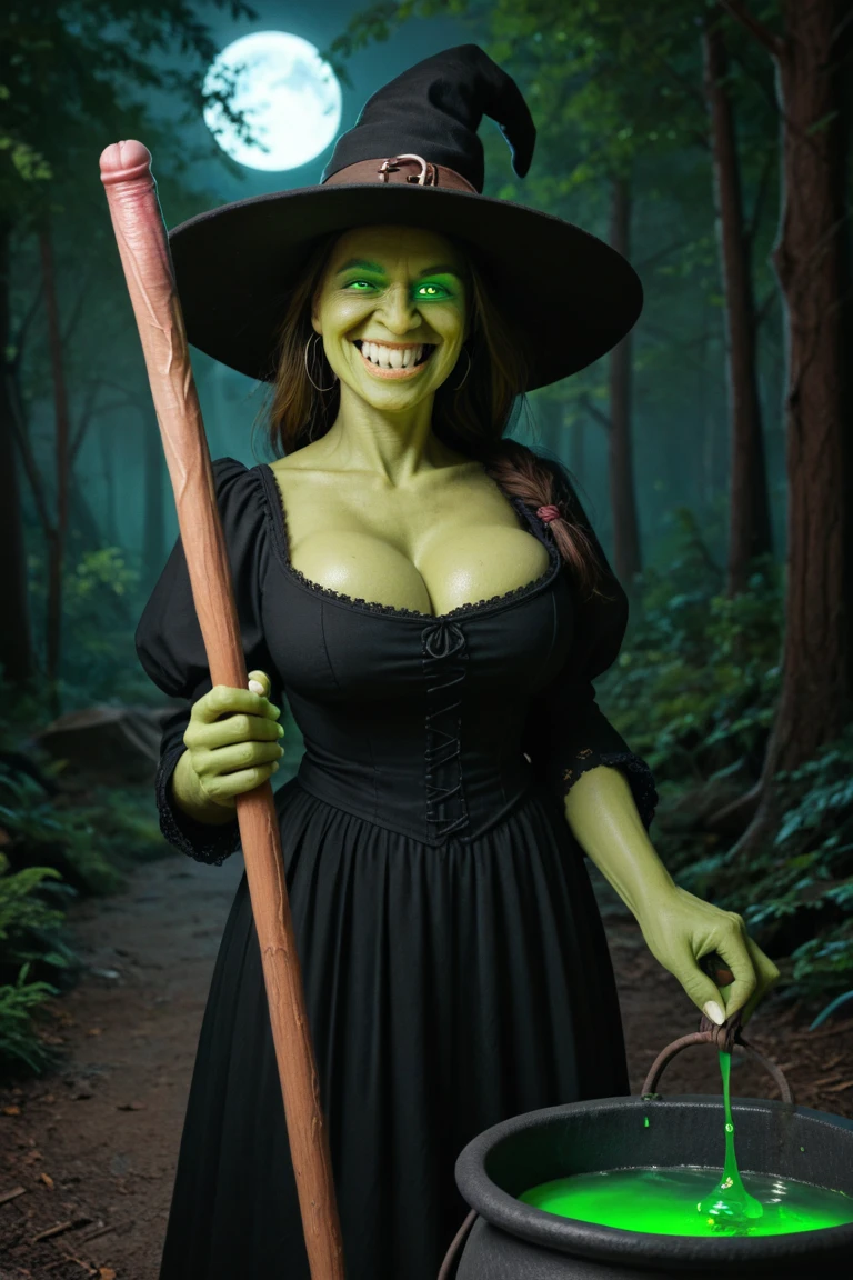 Masterpiece, high quality, full detailed, 8k, !(young random nerdy E-girl like the naughty glam witch of the west, !(((skin starts turning wicked green skin from her chest))) and perfect body ,breast and butt expansion , Her clothing is a torn black dress with sexy details, Her pink nails and her nose becomes longer and more pointed, and her skin turns green while she orgasm ,ahegao ,she have long nails and a pointy nose ,she is on the ground moaning to her lust ,witch tf ,long eyelashes ,20 year old girl ,she wears a witch hat