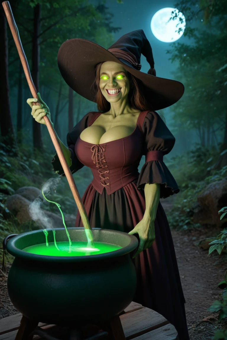 (multiple subjects)(complex details)(a very high quality,4k,8k,highres,masterpiece:1.2), ultra-detailed, realistic, photorealistic:1.37, HDR, UHD, studio lighting, extreme detail description, professional, vivid colors, bokeh, landscape, fantasy, (Overarching theme:Horror Movie), seductive, alluring, detailed faces, (green skin, sexy, buxom, evil, little, insane, cannibal, female goblins) with crude sharp glinting weapons, they have sharp shark like teeth and they are hungry and horny), cannibal black iron cauldron (with a human woman in it), magic glade, moonlight, full body, show goblins from head to toe, show her entire body
