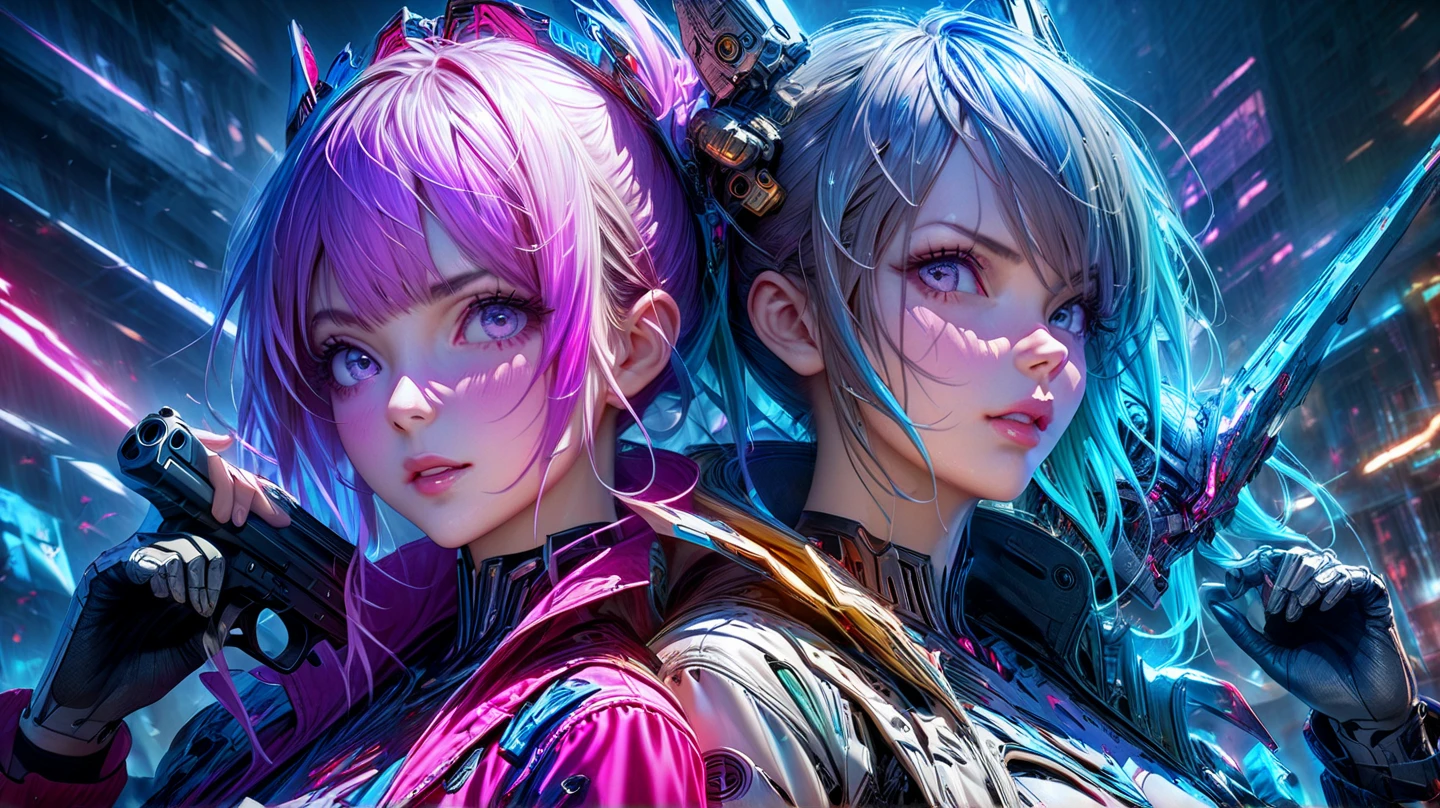 a woman with pink hair holding a gun and a light saber, wild rift, league of legends character, zenra taliyah, orianna, vi from arcane, kda, league of legends character art, lux, from league of legends, lux from league of legends, annie from league of legends, vi from league of legends, arcane jinx
