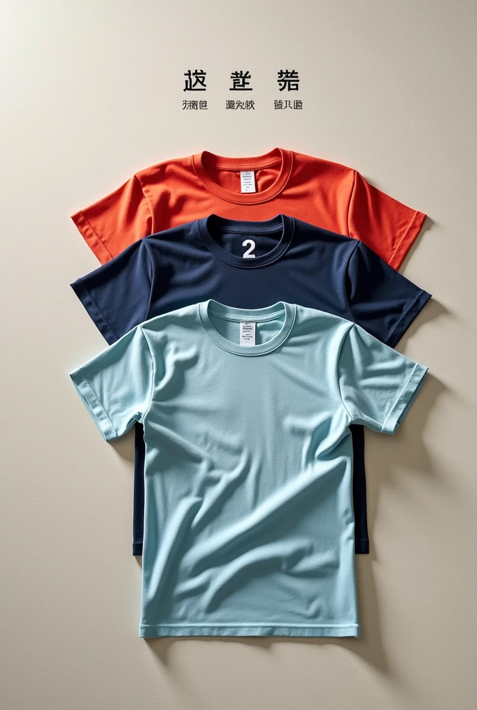 a polyester t-shirt,various t-shirts,activewear clothing,athletic apparel,blank t-shirt,t-shirt designs,t-shirt mockup,studio photography,white background,high key lighting,minimalist,clean product shot,lifestyle product photography,detailed textures,high quality,photorealistic,8k,professionally shot,vibrant colors