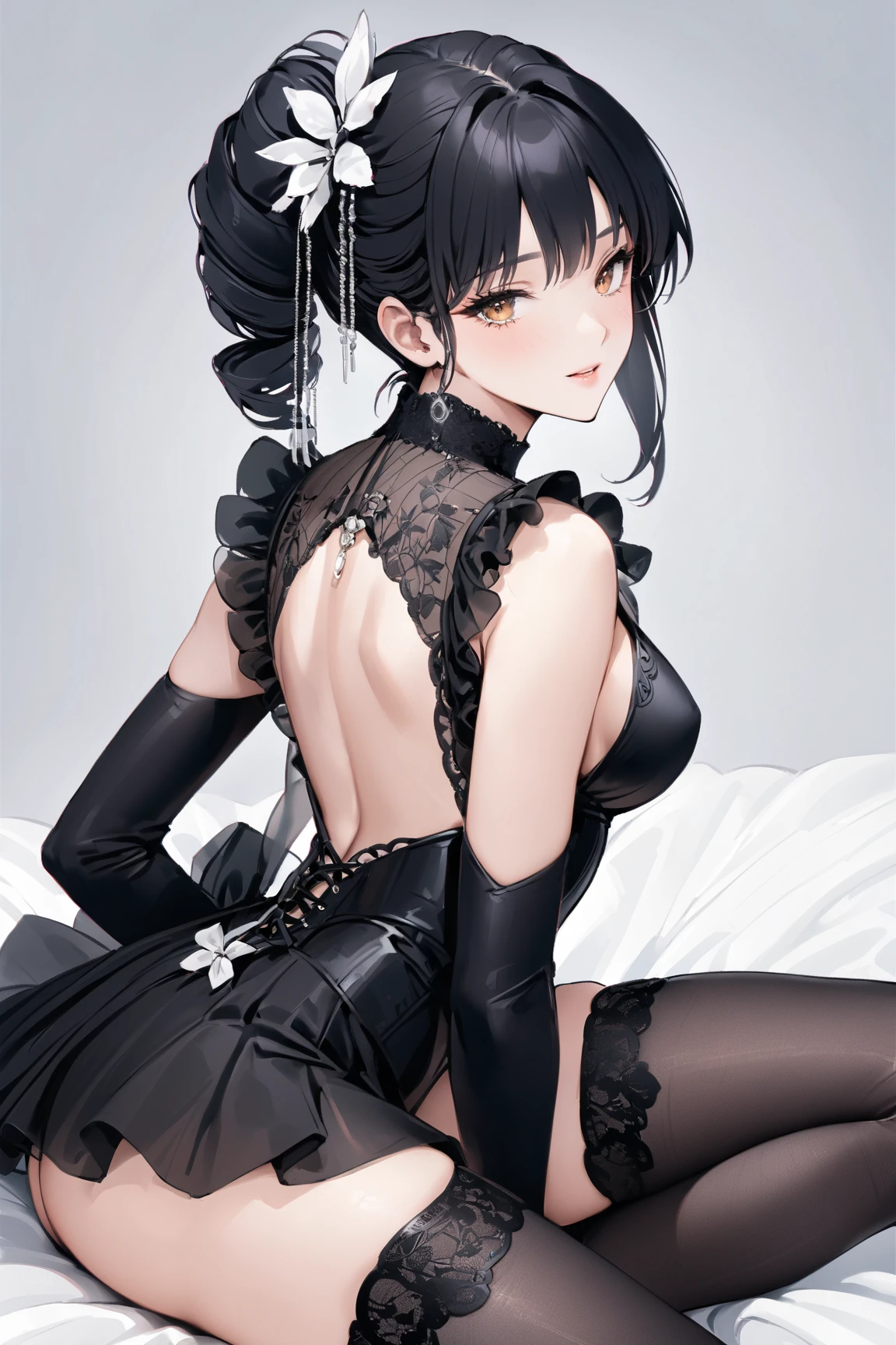 garter belt、beautiful mature woman、short hair、29yo、Upper body、Beautiful butt