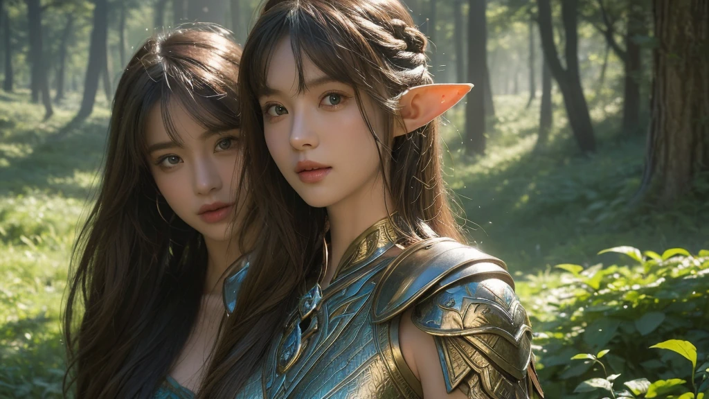 tmasterpiece,top-quality,best qualityer,offcial art,Beauty and aesthetics:1.2),(tmasterpiece:1.3), (8K, realisticlying, RAW photos, best qualtiy: 1.4), beauitful face, (photorealiscic face),超高分辨率, Ultra photo realsisim, highly detailed, the golden ratio, (Award-winning digital artwork:1.3) af (sketching:1.3),(with dynamism:1.3),(Saturation:1.3),(Close portrait:1.3),illusory engine, (High detail: 1.9),(femele:1.4),(big breasts beautiful: 1.4),(carismatic:1.3),Huge ruins,speleothems,the night,Female elf,half-body shots,Large breasts,(Close portrait:1.3),illusory engine, (High detail: 1.9),volumettic light,(((Glowing scepter)))
