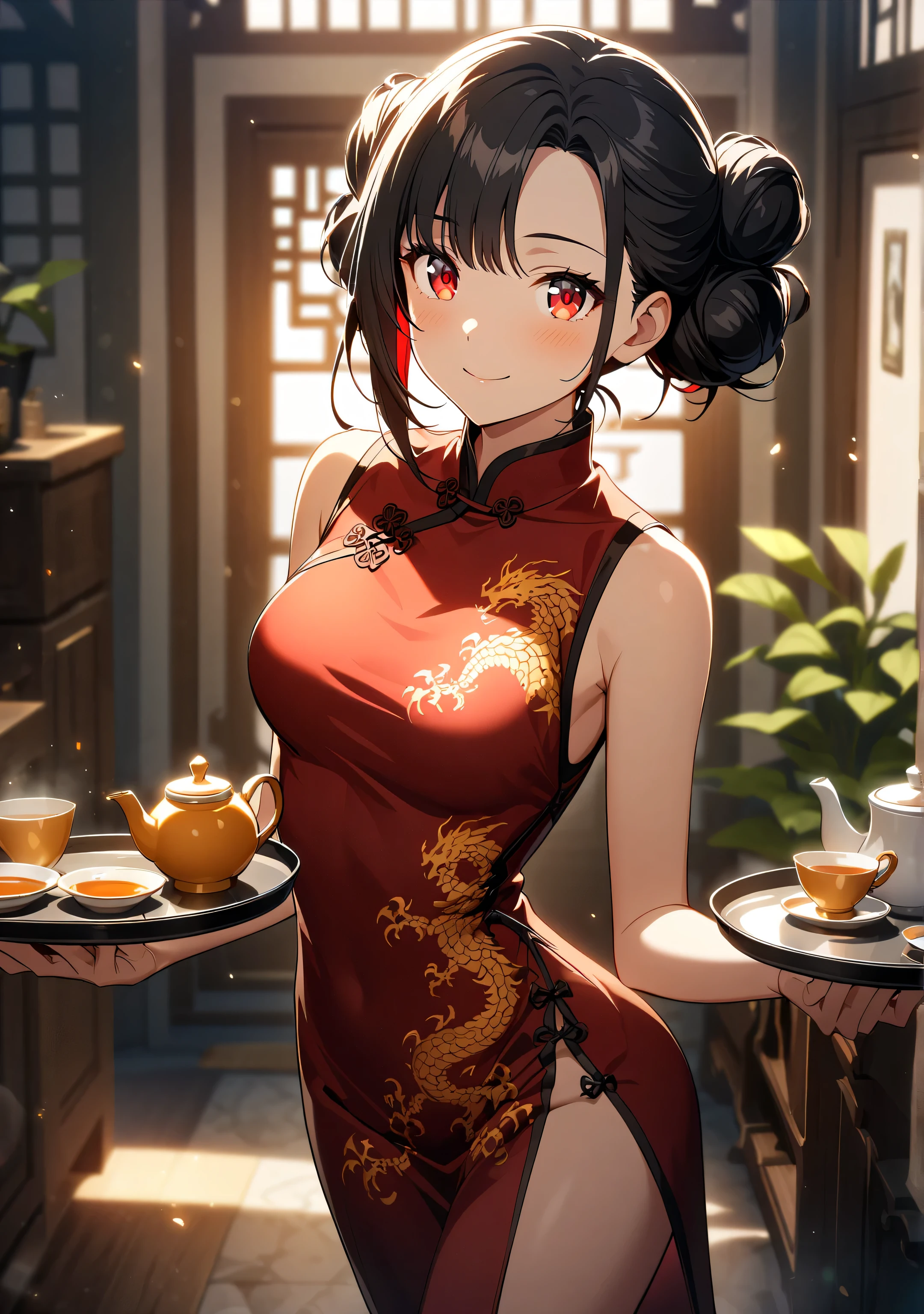 ((masterpiece,best quality)),realistic eyes, 1girl, solo, detailed shadow, detailed lighting,(detailed hair, realistic hair, realistic lighting, realistic shadow, realistic outfit), realistic skin, (gun on waist:1), realistic reflection of light from above, (white thighhighs:1.4)
((arms behind back:1.5)), ((hands behind:1.5)), Girl crossed legs sitting sideways on a chair, a dish of dumpling
sexy, tube top ,night, naked, red eyes, brown hair, long hair , shoulder-length hair, smug, perfect hands, wide hips,looking at viewer, (red china dress,:1.5),(chinese style:1.5), (Chinese restaurant:1.4),(White hairband:1.4), (red lips:1),(Light makeup:1), smile