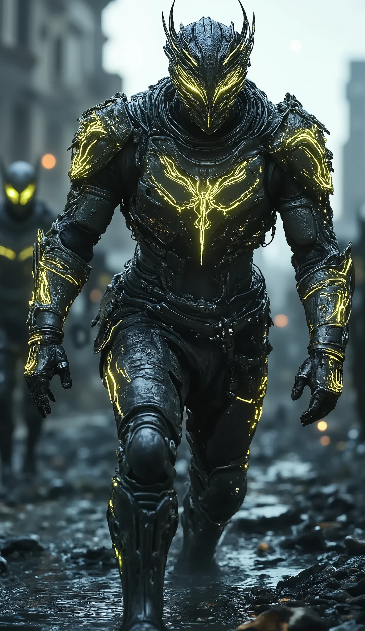Germany – Iron Valkyrie Spartans**
*"German Cybernetic Spartans in sleek silver-black armor with neon yellow hazard striping, advancing through a ruined autobahn littered with destroyed drones. Hyper-realistic 8K, Teutonic eagle sigils glowing on pauldrons."*