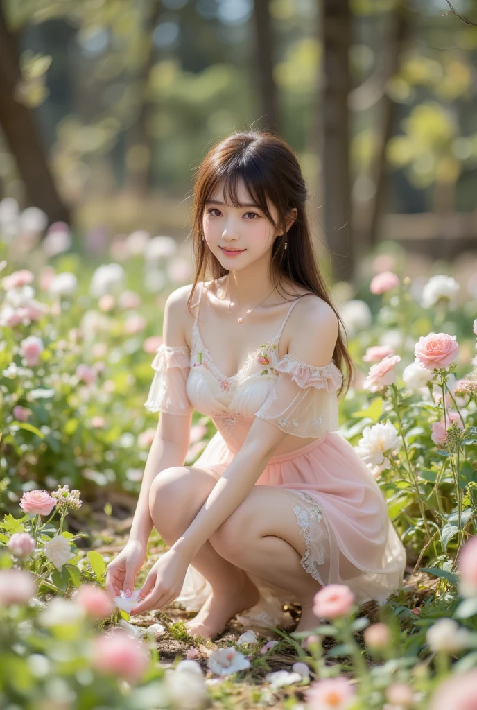 16 years old,high school student,Black Hair,bangs,Straight hair,Shoulder-length hair,Dark Eyes,Small face,Young Face,Clean your eyes,Small Mouth,thin,Young Face,Flat chested,Flat chested,Flat chested,Small breasts,Small breasts,Small breasts,Realistic photos,8k,Mouth slightly open,Ultra HD,whole body,Pure girl,Flower Field,whole body,Standing posture,Low - Angle,,Pink dress,summer,Smile,Straw hat