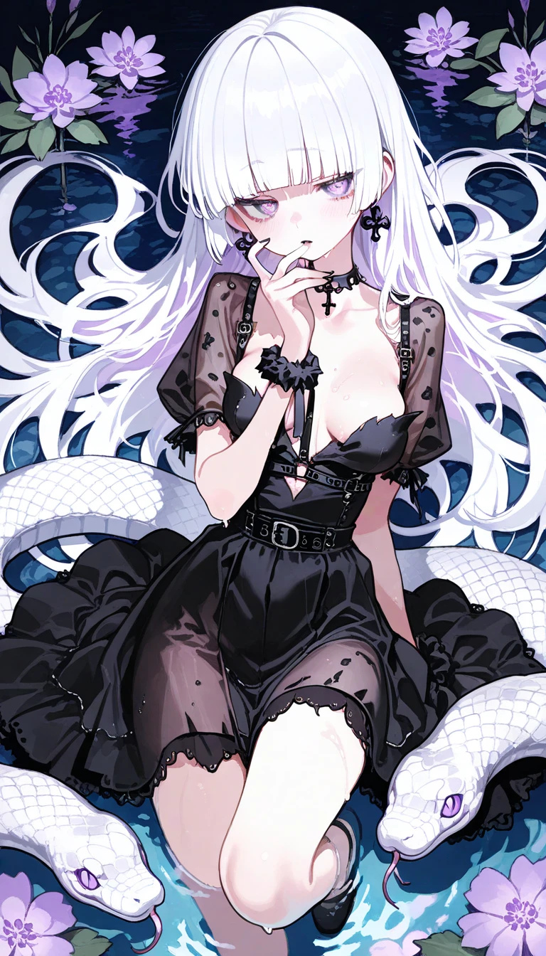 masterpiece, best quality, In winter, night, 4 But, girl, very long hair, There is blood on the face, big breasts, Gothic_Changeta, Change, Sadomasochism, Wall, Zombified,Zombie Change and tentacles fuse,Zombie Queen,Black tentacles,Tentacles and legs