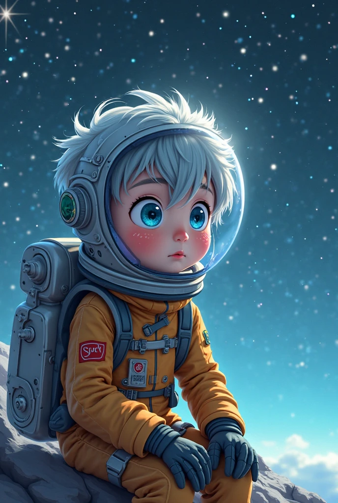Obra prima, melhor qualidade, A cute baby Yoda, mandaloriano, em uma nave espacial, Premiered Space, galaxy, foto realismo.