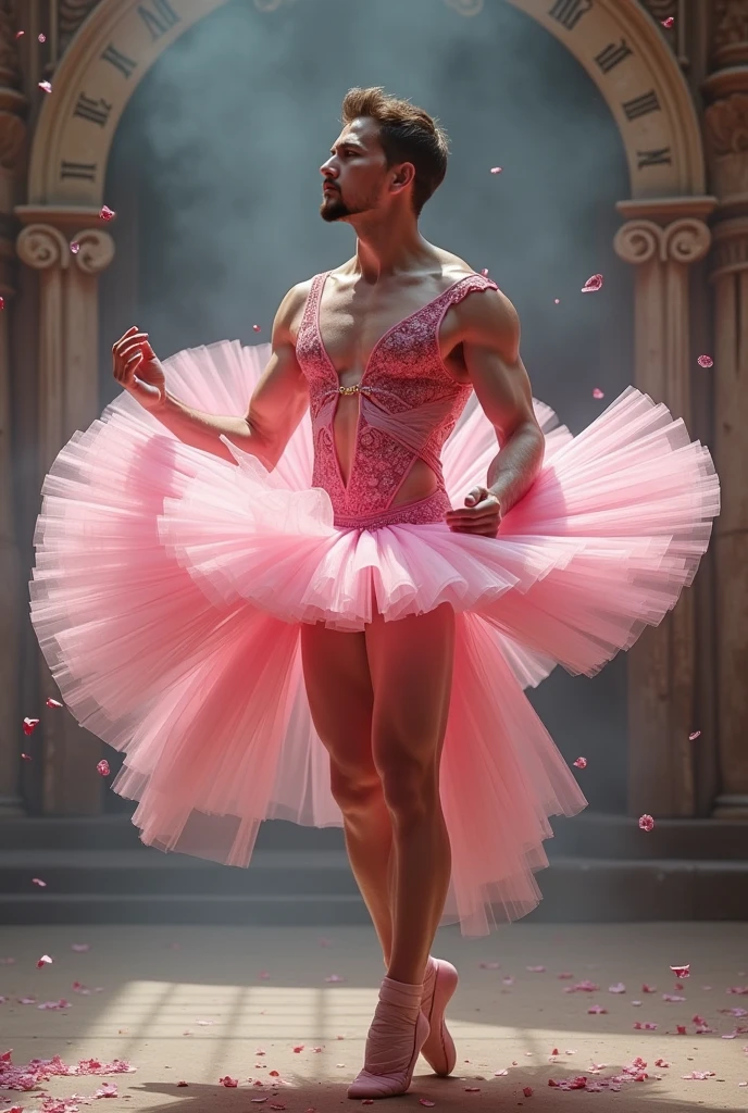 A man in pink ballerina costume