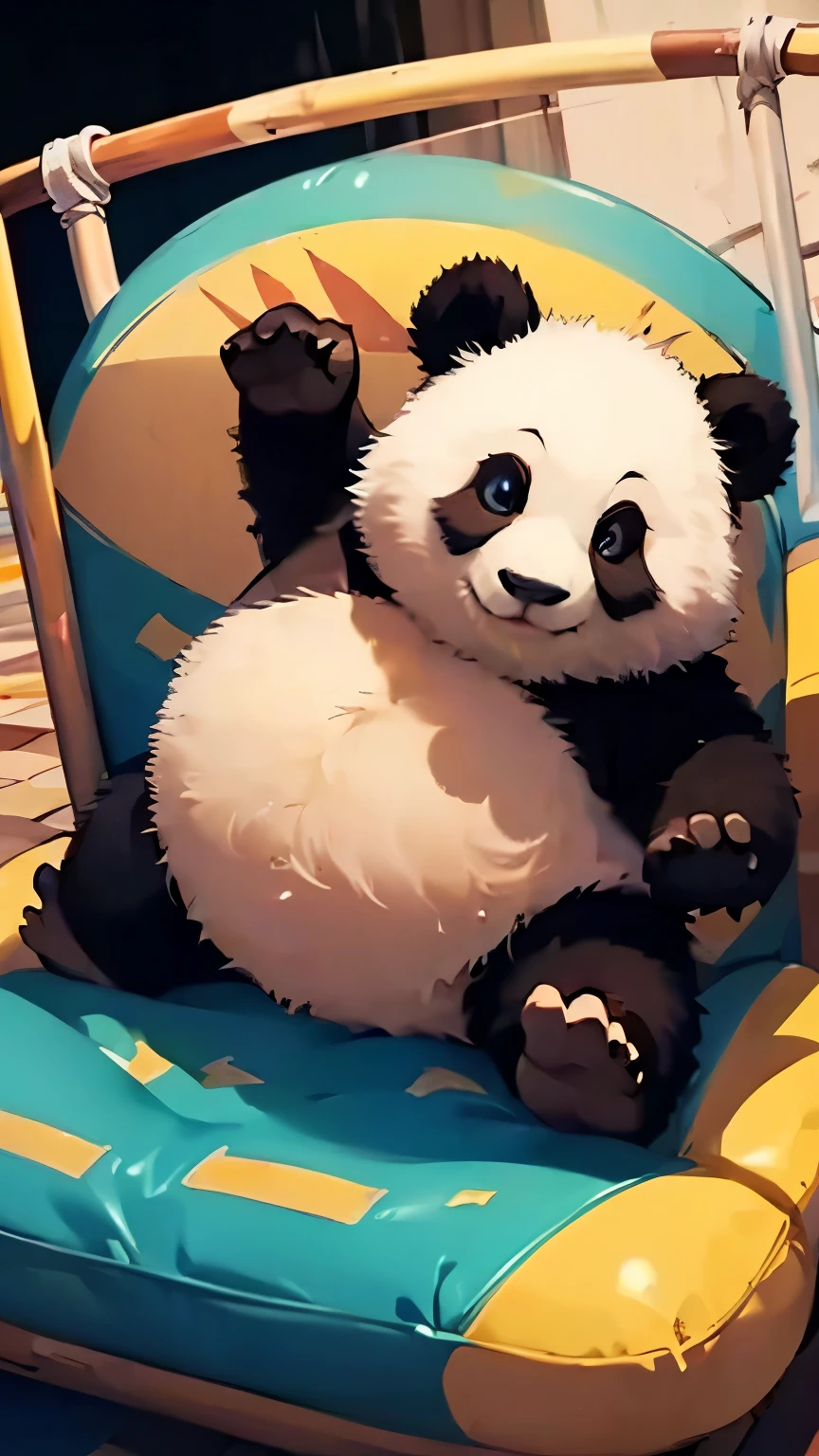 最高masterpiece, chubby cute, Active kung fu panda, Bounce House, (masterpiece), (cinematic lighting), (great quality)
