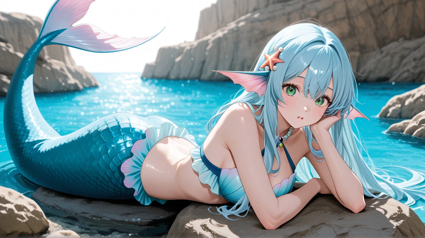 1girl, fun loving female fairy, 1thumb and 4 fingers on each and, 1hand on each arm, 1arm on each shoulder, 1foot on each leg, aqua long hair, aqua shiny no-crossed eyes, pink and aqua leotard, pink and aqua sleeve on each arm, pink and aqua leg warmer on each leg, 2wings on her back near the shoulders, aqua insect-like wings, forest is the background, full view
