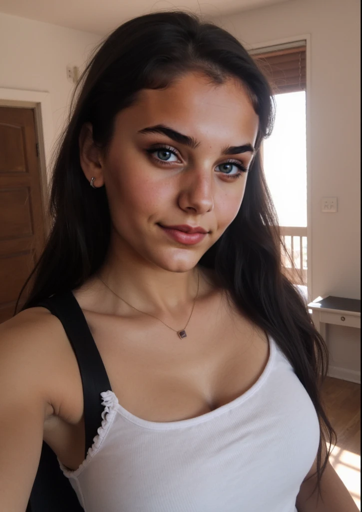 un selfie de una mujer joven y bonita, taken with iphone camera