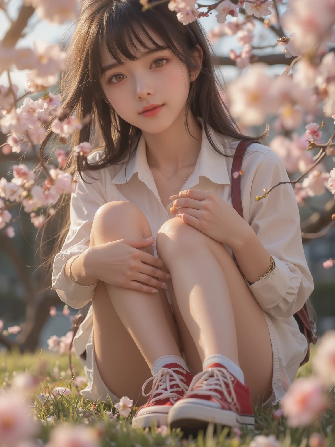((highest quality、8K、masterpiece:1.3))、sharp focus:1.2、(genuine、photogenuineistic:1.37)、(shining smile:1.2)、beautiful face woman、28 years old、pointed chest、long eyelashes、colored contact lenses、big breasts 、delicate、very fine eyes、highly detailed eyebrows、(sharp eyebrows)、(thin eyebrows).highly detailed face、(((beautiful feet:1.3)))、((beautiful breasts:1.3)、(brunette tousled hair)、(28 years old女性:1.2)、 (very detailed), (Bright colors), (attractive texture), (modern aesthetics), (Artistic talent), (creative composition), (unique concept), (High quality illustrations), (professional artistry), (bold outline:1.2), (captivating gaze), (Contemporary style), (Eye-catching design), (whole body:1.3), school uniform,(AKB style costume:1.2),mini skirt,(Absolute area:1.3),(idol stage:1.3),cherry blossoms,AKB style idol costume,🌸 🌸 🌸 🌸 🌸 🌸 🌸 🌸 🌸