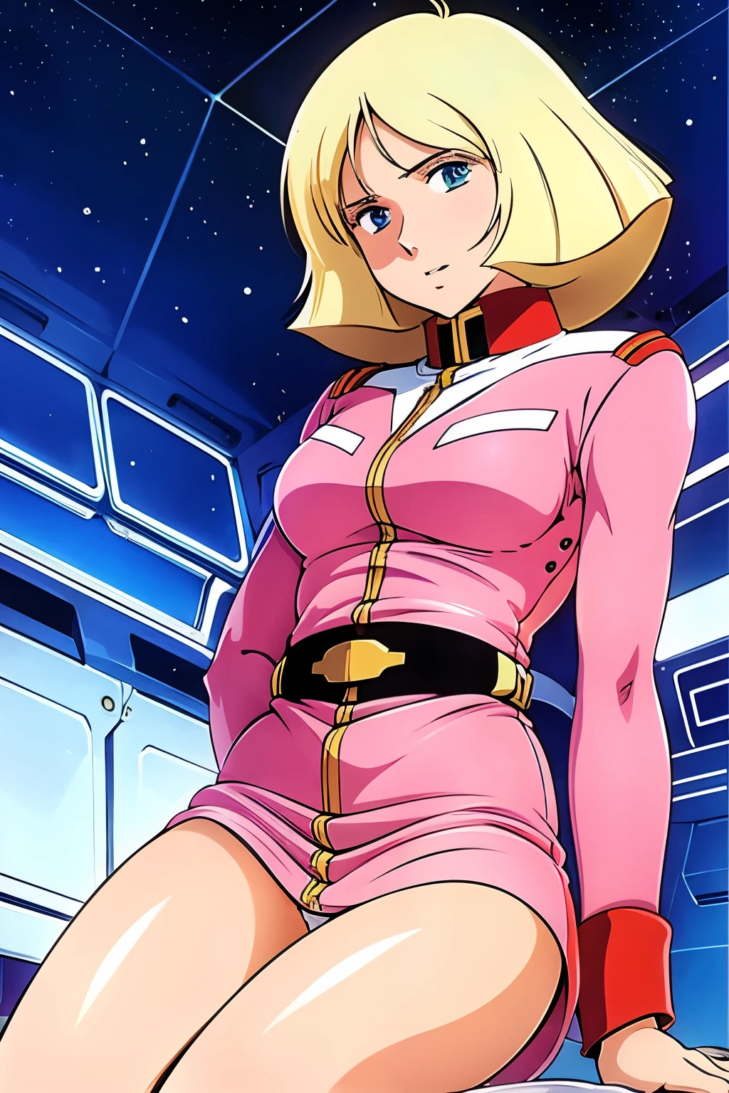 (Sayla Mass=15 year old beautiful girl:1.97), blonde bob cut, ((Sayla Mass fucks a guy in uniform:1.9999)), (masterpiece complete limbs 8 heads and bodies full finger realistic highest quality High resolution real women pictures:1.79), realistic, (Earth Federation Army Uniform Peach-colored uniform Girl in uniform:1.97), (Fucking a guy in cowgirl position:1.7), curved body, Beautiful depiction of the vagina, (slender body shape:1.7), Sayla Mass spreads her legs wide open and rides a guy's penis, (Her beautiful legs and crotch are exposed.), thin waist, Beautiful thighs, (All the skin is so beautiful), (penis enters vagina:1.97), (The body is wet with lotion), ((Sayla Mass fucks a guy:1.79), saddle, (accurate limbs:1.79), beautiful small face elbow knees armpit, (put your hands behind your head:1.5), (lips slightly open), Sayla Mass is the cutest, (Man exposes penis and fucks Sayla Mass:1.5), in cowgirl position, (The uniform is pink:1.79)