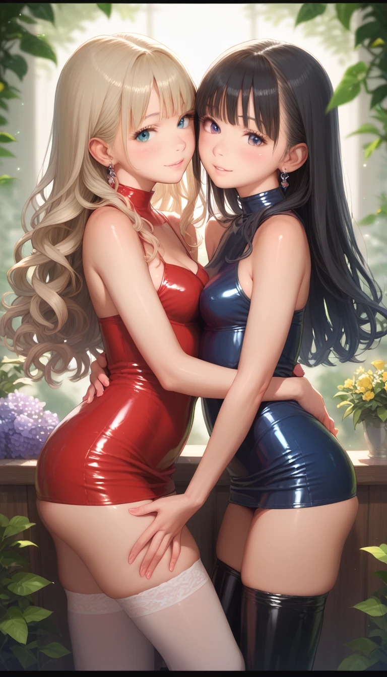 (Masterpiece, Best_Quality, Ultra-detailed, 8K, UHD, immaculate:1.3), 2girls, hug, Two girls, one tall woman and one short girl
