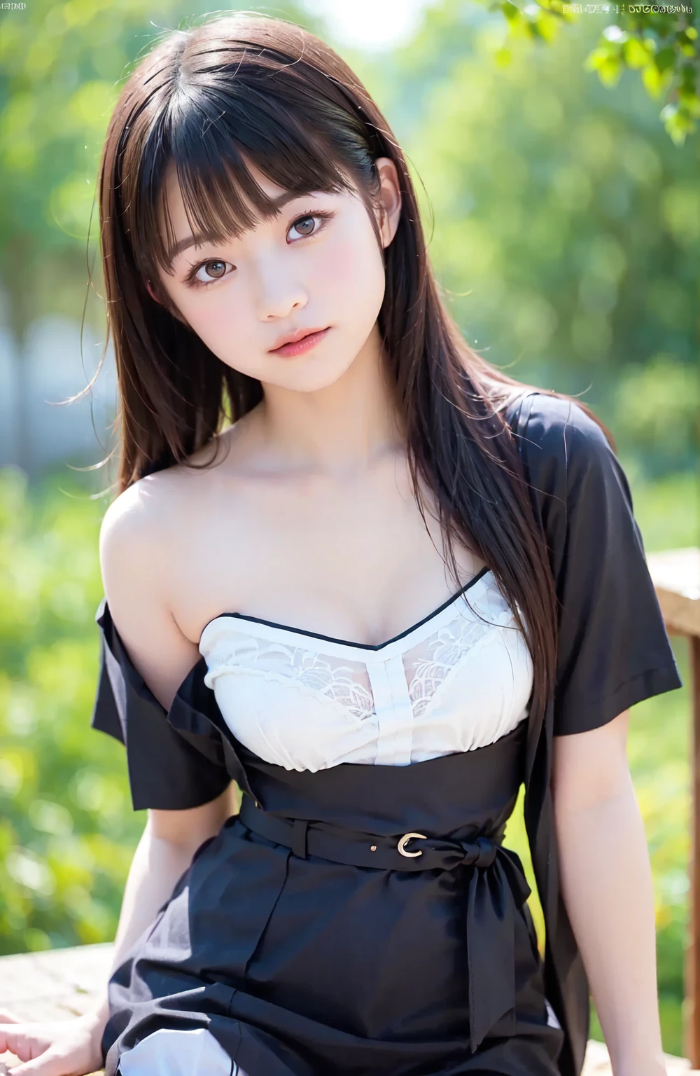 (1 nogizaka girl,15years old face,raw photo,photo realistic:1.5),(best quality, high quality,HDR, highest quality,ultra high resolution,high resolution,high res,ultra high difinition,huge file size,8K,2K wallpaper,8K wallpaper,high quality texture,amazing,an extremely delicate:1.4),one girl, Japanese famous idol,cute face,small face,absurd,ridiculous,incredibly ridiculous,blurry background,(sundress,short hair,cleavage,no makeup:1.2),medium skin,beautiful skin,detailed skin,black hair,silky hair,black eyes,Japanese nose,5-fingers,(Light Particles, Lens Flare, Luminous Particles: 0.7),looking at viewer,bright lighting,professional lighting,girl