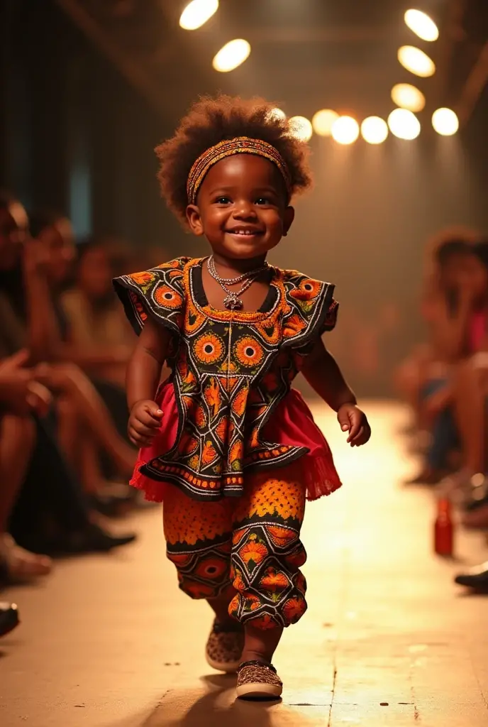 Jamaican kid with important details wears Jamaican outfit in real fashion show