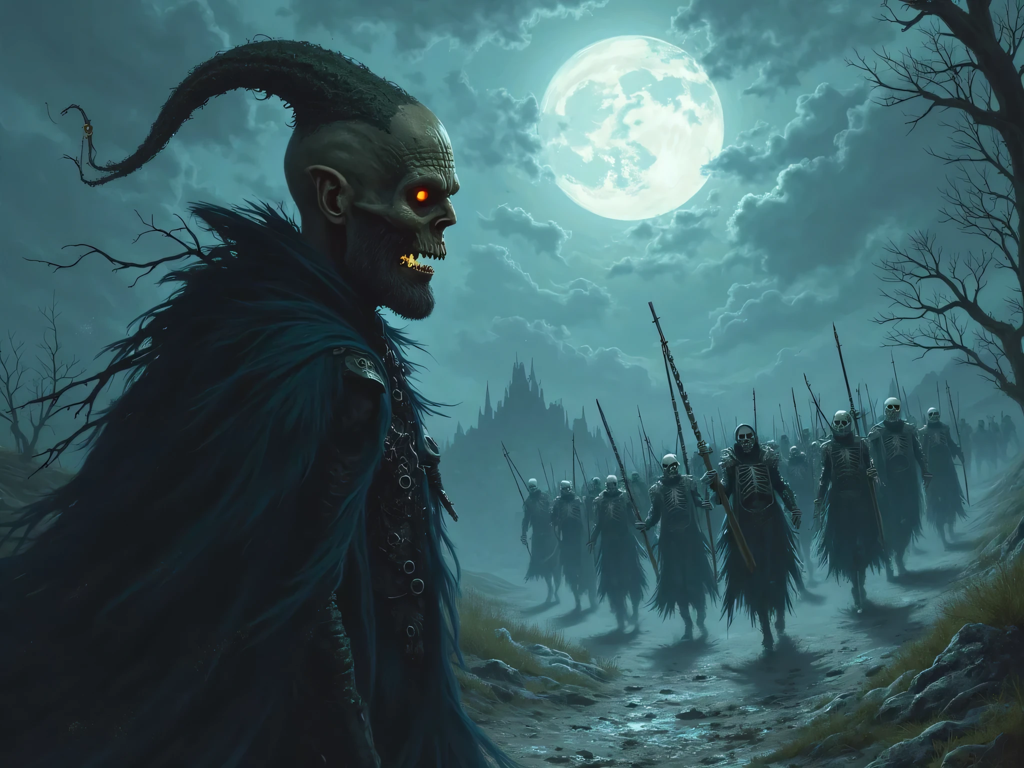 Make an alien race, as if he were a zombie, with futuristic clothes and equipment. an old and necrotic witch. your skin is green and rotten.