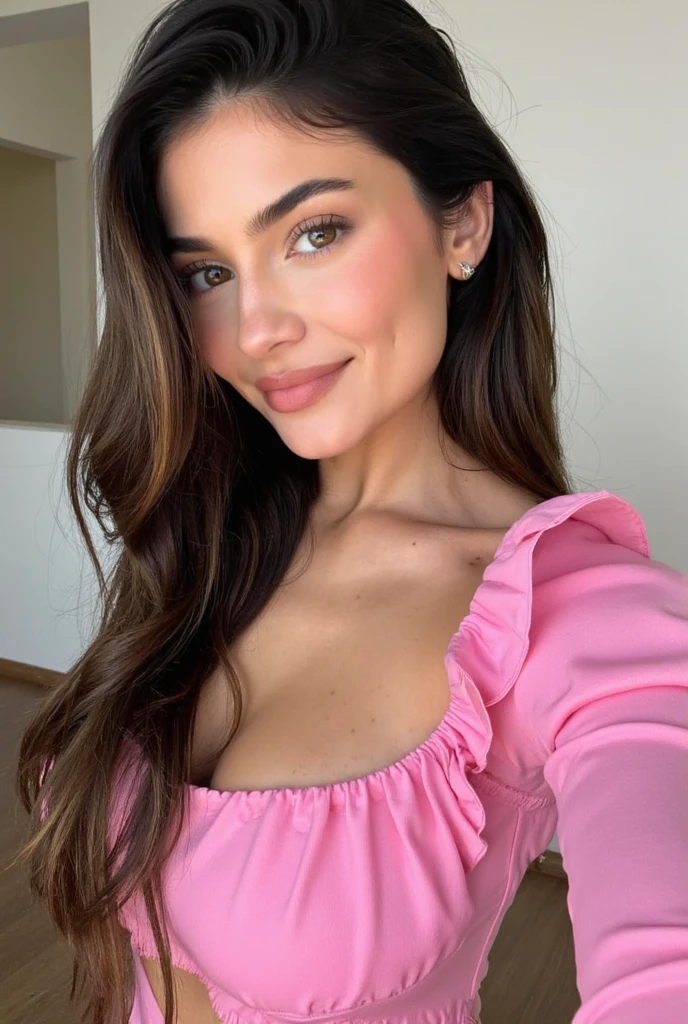 Beautiful young woman taking a selfie, Taken with iPhone camera、Brazilian beauty、Beauty of Spain,Beautiful Face、Figure skater、Upper Body
