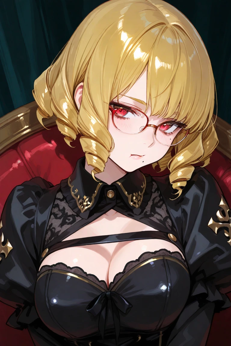 ((Highest quality)), ((masterpiece)), (detailed), (Perfect Face)、The woman is Tiare, has green eyes, medium-long blonde hair, and is wearing a Darth Vader costume.