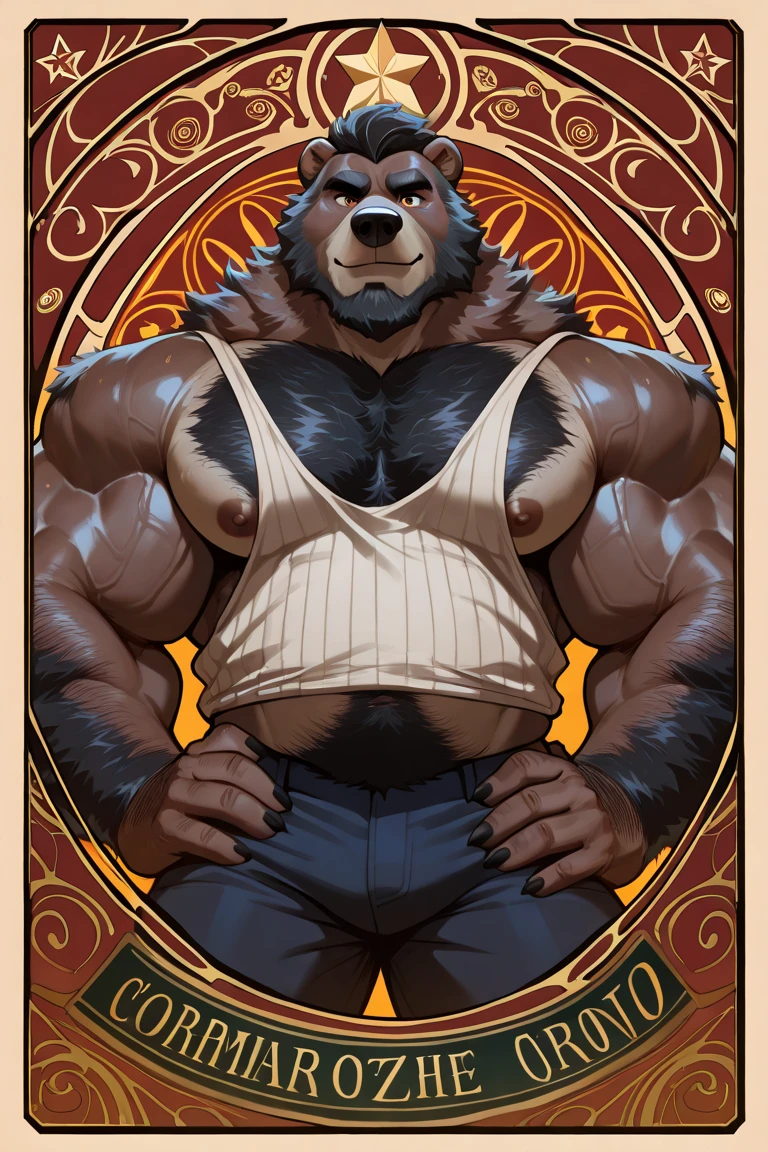 A solo, furry, anthro American Bison with a female form stands naked in a front view. She has big curves, with a huge ass and huge breasts. Her hands are behind her back. The artwork is created by bebebebebe and features a plain background. The image quality is of the best quality, in 4k or 8k, with high resolution and a masterpiece level of detail. The image is ultra-detailed and realistic, with vivid colors. The art style is focused on portraits. The color palette is rich and vibrant. The lighting creates a dramatic effect, enhancing the overall composition.