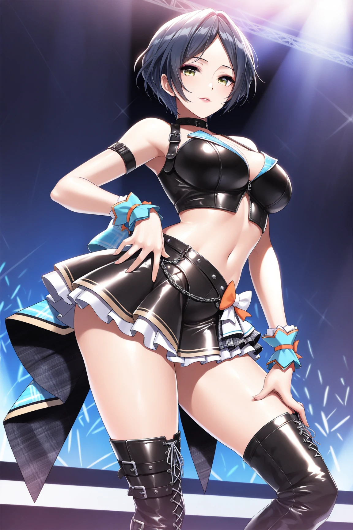 (((1girl))), ((best quality)), ((masterpiece)), ((ultra-detailed)), (illustration), (detailed light), (an extremely delicate and beautiful), (beautiful detailed eyes), (sunlight), ((extremely light)), ((extremely clothes)), (((hyper detail))),(((((front lighting))))),(((((front light))))),
((((quite adorable magical dress with brief pleated skirt magical hat)))),
, (((Necromancer))),
(((short bob))), ((((black hair)))),
(((crystal black eyes))),
((((whole body)))), aged 5 to 8, ((((())))), (((((quite adorable young girl))))),
(((condescending expression))), (mischievous smile with sexual satisfaction), (((extra adorable))), (((extra slender shape))),
(((extremely beautiful detailed face))),
((elegant magic gloves)),
((elegant magic boots)),
(((bravely and dynamically attacking enemies with a Magic of Red Fog))), ((Dutch angle)), (((magical panties))), ((((rear view)))),
(((()))),
(((extremely thin thighagical stockings)))