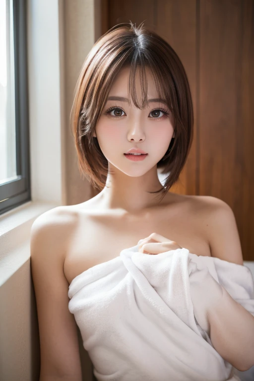 (photographed:1.2)、(Photorealsitic:1.4)、(​masterpiece:1.3)、(top-quality:1.4)、超A high resolution、(A detailed eye)、(detailed facial features)、(detailed clothes features)、8K分辨率、solofocus、bangss、Double eyelids、Beautiful lips、toned legs、(Slender girl)、(a japanese girl)、(Japan Faces)、1 girl in、Slim Beauty:1.3、brown haired、Delicate hair、(Colossal tits:1.2)、Daikanyama、Street、Realistic body、de pele branca、glistning skin、Slim body、(short-hair:1.2)、(bangss: 1.2)、Bruises and ugly face、kawaii faces、Lifelike face、Delicate body、(Detailed Cafe)、NSFW,fullnude、big areolae、erectile nipple、fissure、Detailed pubic area、clitoris in detail、Do not express male genitalia、complete hands、complete fingers、Refers to 5 books,is standing、Terrace seating、((sexy  pose))、stunning lighting