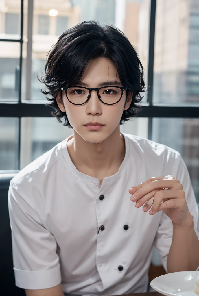 Boys,young,Handsome,Multigold,Glasses,Comic style,The light source is soft,afternoon,indoor