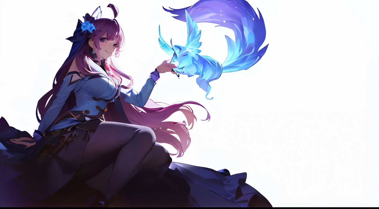 same image, but make face and hair anime style with huge smile
