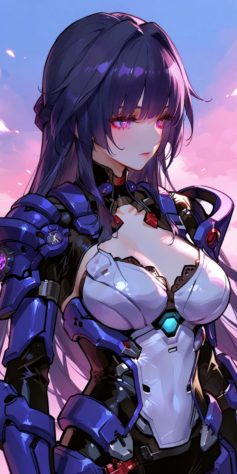 best quality,4k,8k,highres,masterpiece:1.2),ultra-detailed, extremely detailed eyes, extremely detailed body, (large masterpiece digital art), (detailed manga illustration), (detailed line art), ((perfect anatomy)), high quality, expressive eyes, full body, tall girl, detailed face, beautiful face, perfect face, breasts, cleavage, gloves, A photograph of mid-twenties Japanese female android made of shiny white and silver translucent glass and plastic, geisha makeup and hairstyle, silver metal internal body mechanisms, dynamic pose, flowing organic construction, glowing golden circuitry, colorful neon trim, glowing circuitry, neon trim, depth of field focus f/2.8, art by H.R. Giger, Greg Rutowski, bodysuit, thick thighs, toned, emblem, cinematic lighting, dynamic lighting, 4k resolution, dynamic pose, weapon, energy weapon, cover, mecha musume, fortified suit, mechanical parts, headgear, robot joints, bodysuit, deva battle suit, gloves, Atey Ghailan, Jeremy Mann, Greg Manchess, Antonio Moro, trend in ArtStation, trend in CGSociety, Intricate, High Detail, Sharp focus, dramatic and photorealistic painting art by Midjourney and Greg Rutkowski, Jeff Bridges, ((cartoon style)), Marvel Cinematic Universe style,