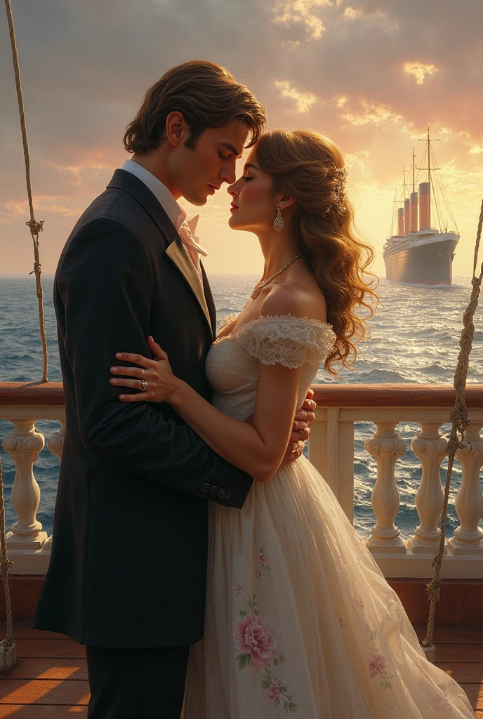 Beautiful boy and girl in ship