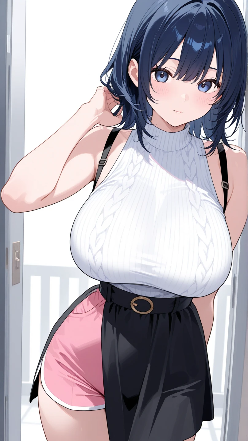 1girl, bouncing breasts, medium breasts, sweater, pants, best quality, masterpiece <lora:Bouncing_11085:1.0>