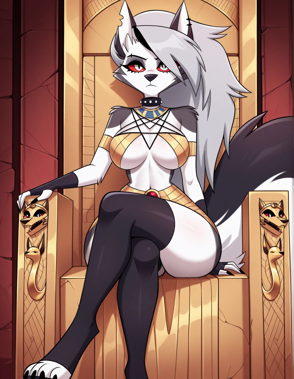 Satanic Collie bikini demon ritual sitting on the throne of bones and goat on your knees bikini 