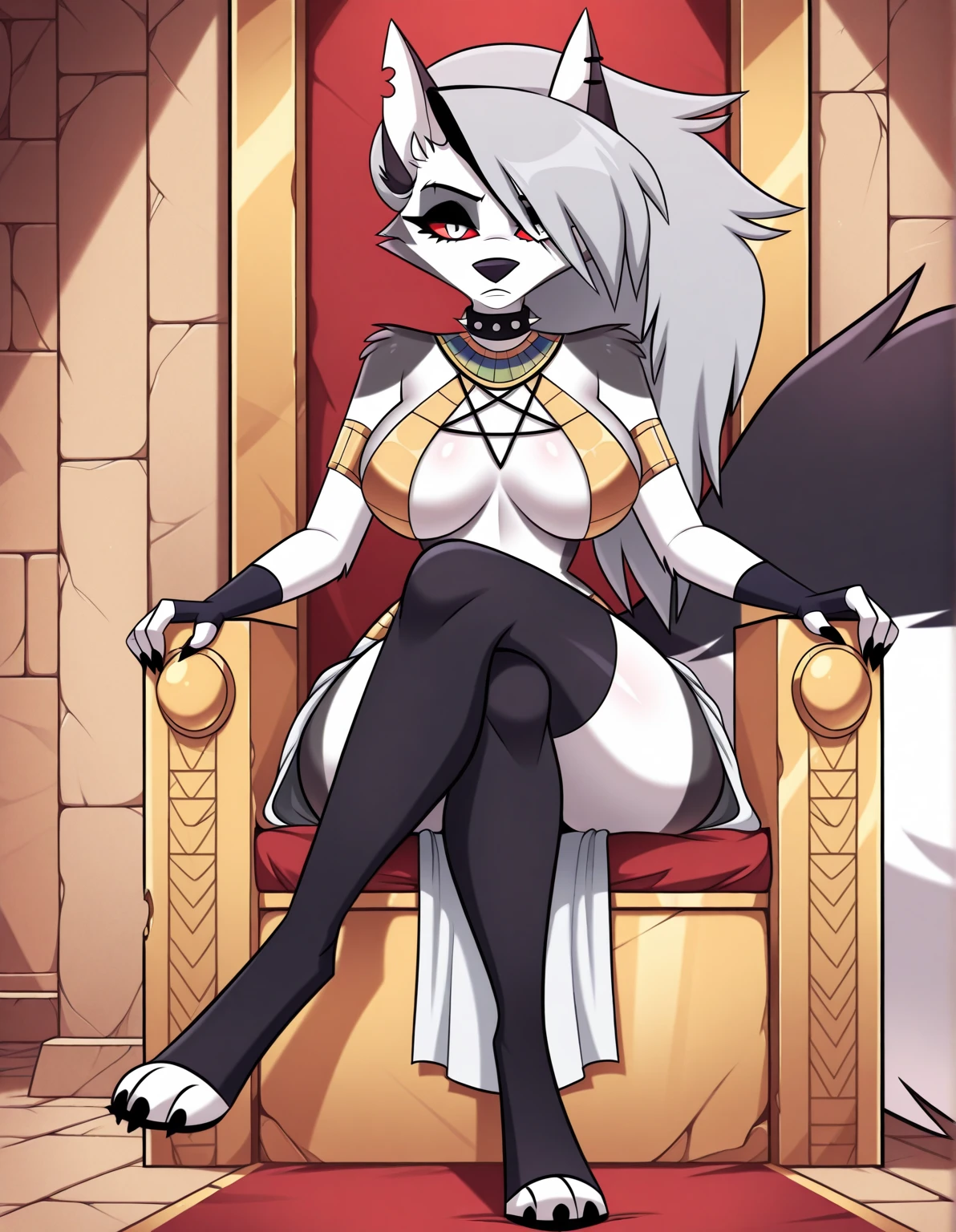 Satanic Collie bikini demon ritual sitting on the throne of bones and goat on your knees bikini 
