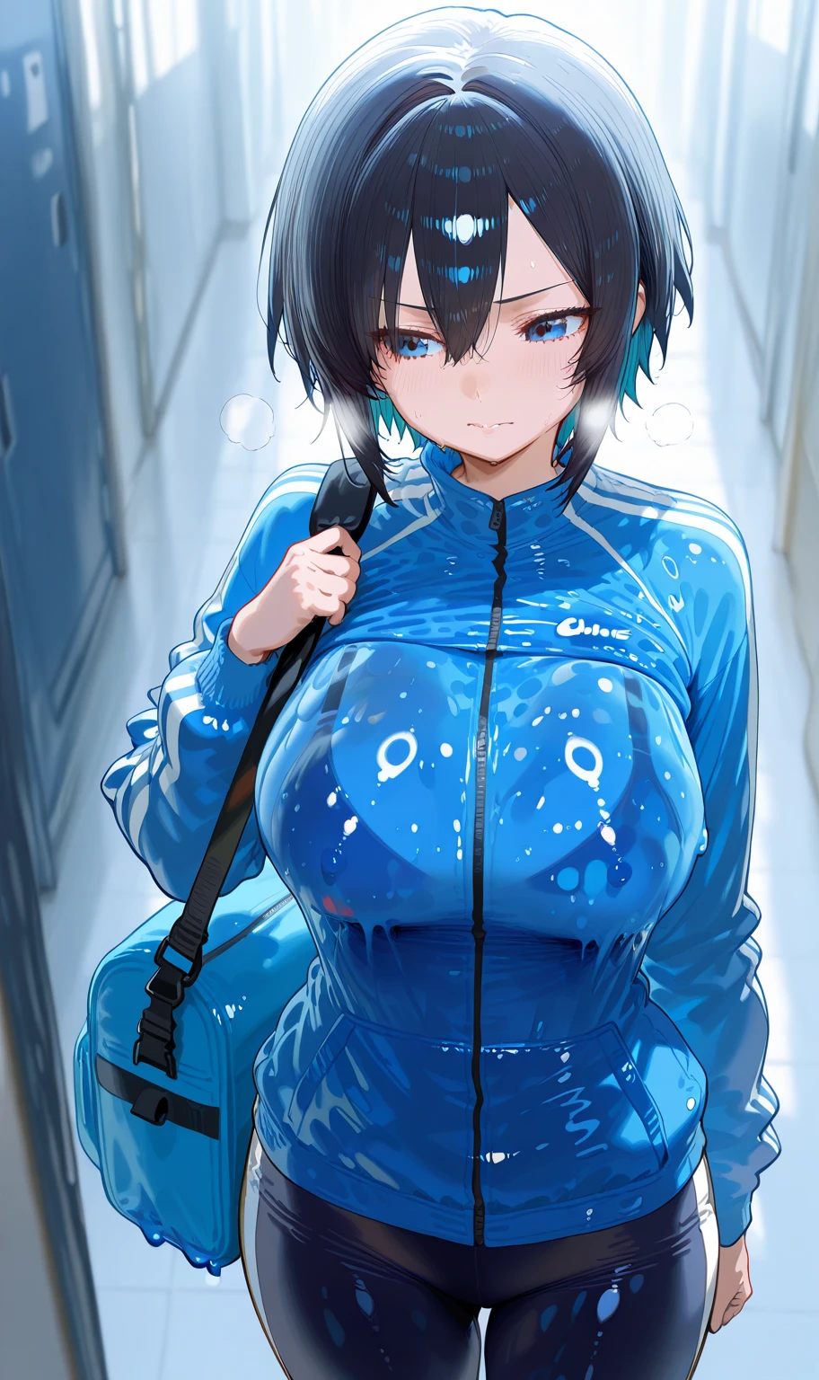 dull bangs,long eyelashes,masterpiece, highest quality, 1 girl, Are standing, looking at the viewer, blue eyes, closed mouth, white background, (Urgent 1:0.7) ,black hair、光沢のあるnipple、(masterpiece),(highest quality:1.0), (ultra high resolution:1.0), Detail view, 8K, anime, masterpiece,nipple、provocative look wavy hair very big breasts Fair skin very fine eyes show off your chest、,揺れる胸 太もも上部 apstyle3 apstylemasterpiecehighest qualityの詳細な目,Half-body photo of a cute and attractive woman in a stylish cafe with many windows ::3 trends, Modern shape - tight-fitting clothes that highlight her perfect body ::2 Photo taken using Canon 6D Mark II and f 85mm lens/ 4、ISO100 ::3 glamor shot, Awards - winning photos, sharp focus, dynamic lighting ::1,A torn body suit grazes my chest, crush and transform.