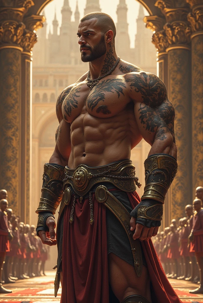(man:1.5),1 man,male, muscle, 1 chico, muscle, pectoral, muscular, Mature man, 35 years,1 man,macho man,perfect body,an extremely delicate and beautiful detailed face,((by rubio,cute hairstyle,short by rubio)),(((blonde very short beard, blonde very short beard))), (((blue_eyes:1.3))),Intricate eyes,beautiful detailed eyes,symmetrical eyes,perfect face, cute hairstyle,perfect proportions, thick, ((detailed face)),macho man, (male Caucasian Prince),Prince, (((shiny skin:1.5,tanned skin,shiny skin: 1.5,tanned skin,shiny skin,very shiny skin,shiny body))),powerful,heroic,NSFW, Caucasian,elegant, (open to that, arabic fashion,Arab of that, Cowboys,White shirt, Masculine traits, modern style,Arabic clothing),(((blue toga, blue toga suit, wearing a blue toga:1.3,arab blue toga))),(arabic jewelry,Intricate necklace),((bulge in pants)),(((Intricate outfit,Intricate clothes,embellished suit))), (dynamic pose:1.0),ashamed,(centered,Scale to fit dimensions,rule of thirds), inside,interior,((room in a greek temple:1.3,columns of a greek temple:1.3)),scenery:1.25,((Intricate scenery)),((winter decorations)), (Bright winter decorations),High resolution,sharp focus,(ultra detailed,extremely detailed),(photorealistic artwork:1.37),(extremely detailed CG unity 8k wallpaper),(((vibrant colors,vibrant theme))),(Intricate),(masterpiece),(Best Quality),